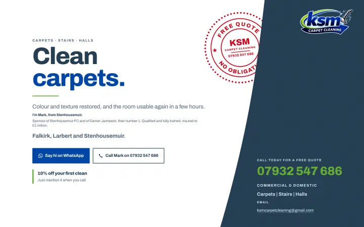 The KSM Carpet Cleaning website, on a laptop
